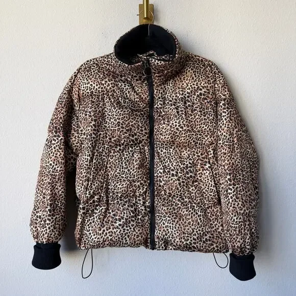 Anna Cai Leopard Print Puffer Jacket Size M - Picture 2 of 6